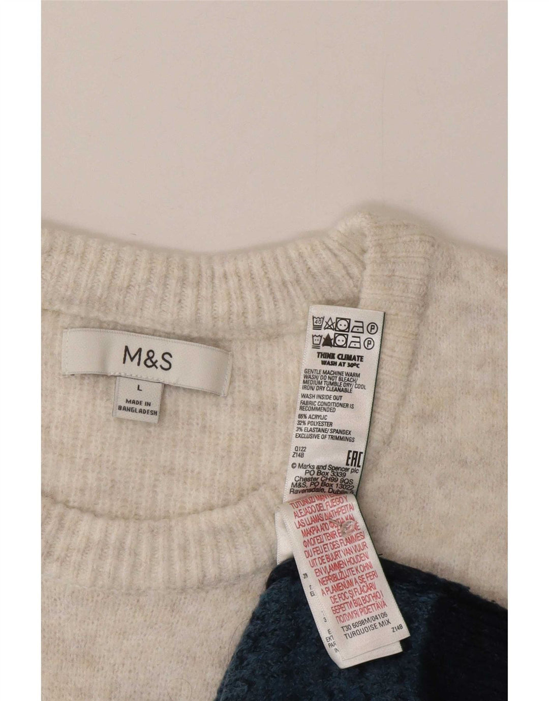 Marks & Spencer Ανδρικό πουλόβερ με λαιμόκοψη μεγάλο τιρκουάζ Fair Isle