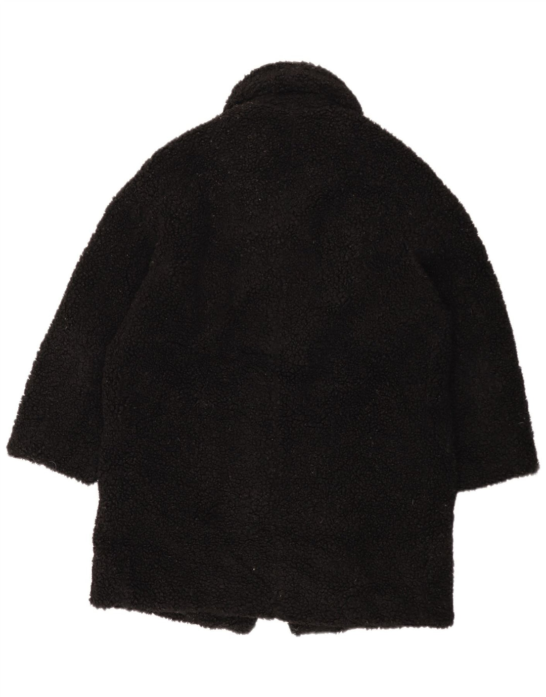Zara Γυναικείο παλτό φλις μεγάλου μεγέθους UK 10 Small Black Polyester