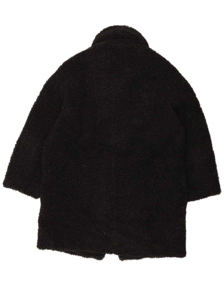 Zara Γυναικείο παλτό φλις μεγάλου μεγέθους UK 10 Small Black Polyester