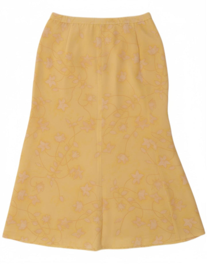 JACQUES VERT Γυναικεία φούστα σε γραμμή Α UK 12 Medium W30 Κίτρινο φλοράλ πολυεστέρας