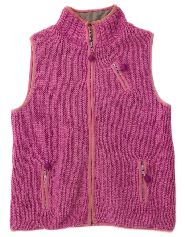 PACHAMAMA Womens Sleeveless Cardigan Sweater UK 14 Medium Purple Wool