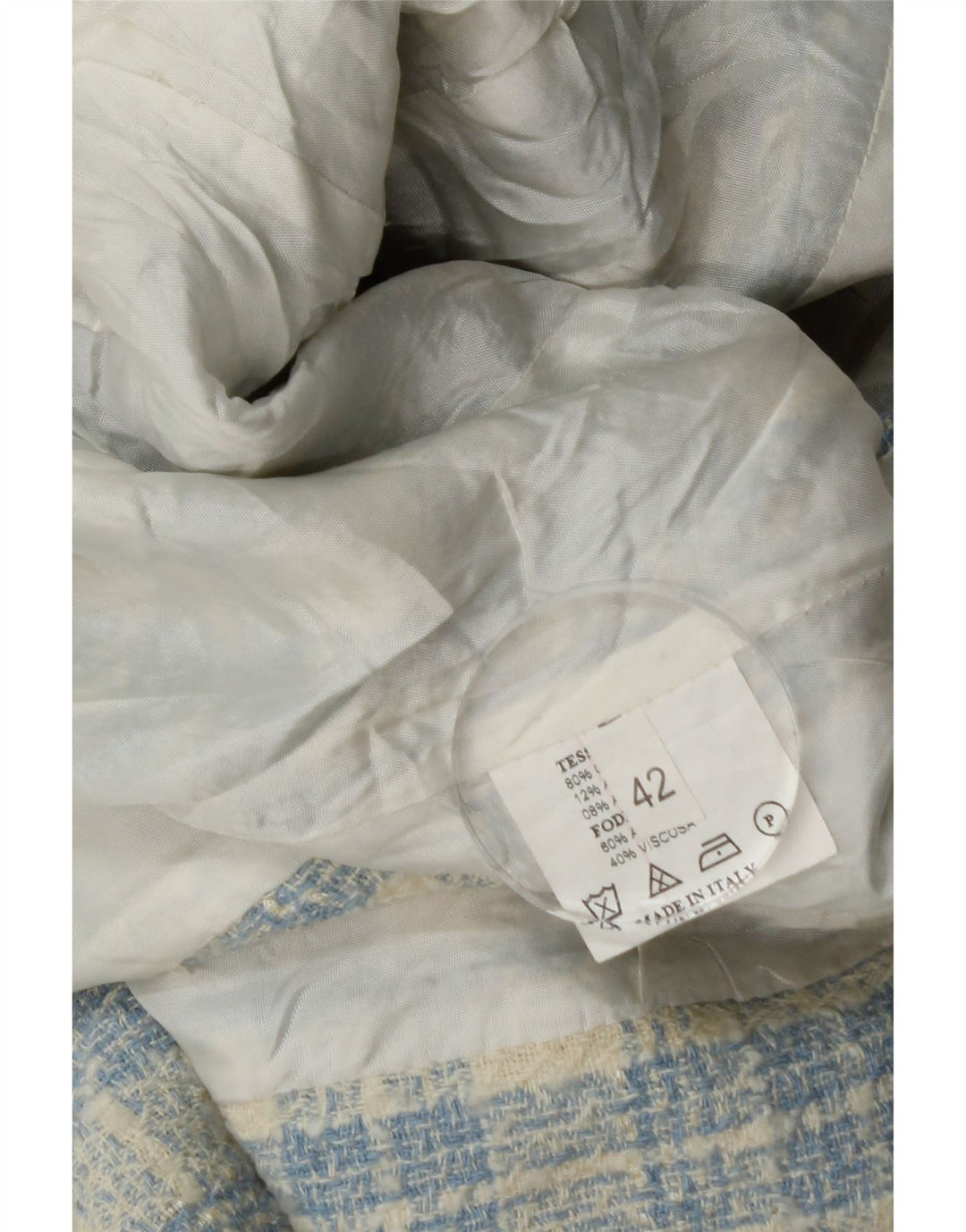 Vintage γυναικείο τζάκετ με 3 κουμπιά σακάκι IT 42 μεσαίο μπλε βαμβακερό καρό