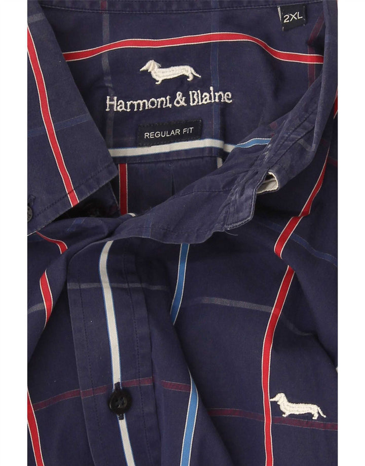 Ανδρικό πουκάμισο κανονικής εφαρμογής Harmont & Blaine 2XL Blue Check