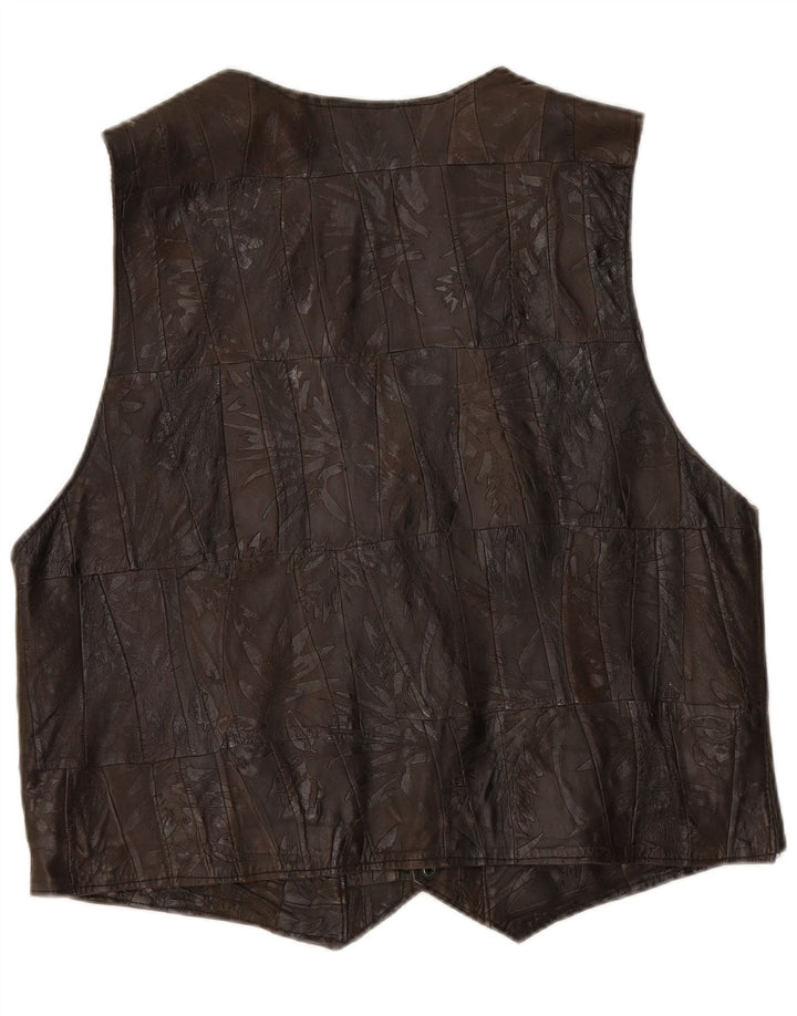 VINTAGE Ανδρικό Δερμάτινο Γιλέκο 2XL Καφέ Patchwork
