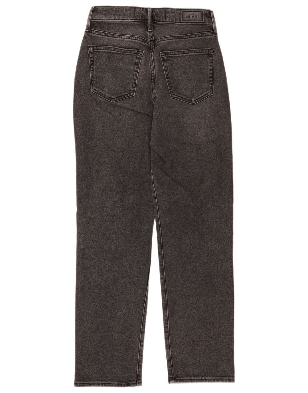 HOLLISTER γυναικείο ταλαιπωρημένο ψηλό ίσιο τζιν W25 L27 μαύρο βαμβακερό