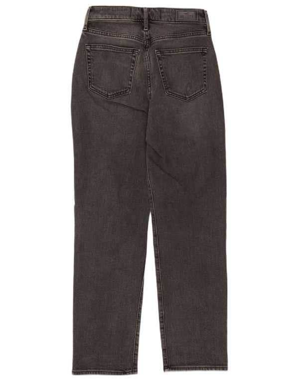 HOLLISTER γυναικείο ταλαιπωρημένο ψηλό ίσιο τζιν W25 L27 μαύρο βαμβακερό