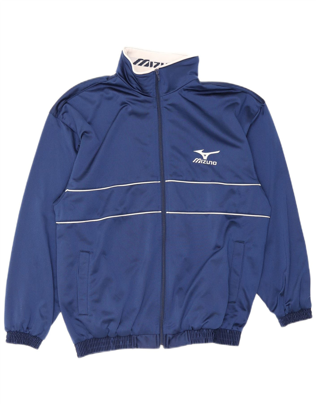 Ανδρική φόρμα γυμναστικής γραφική Mizuno Top μπουφάν Μικρό μπλε ναυτικό ριγέ πολυεστέρα