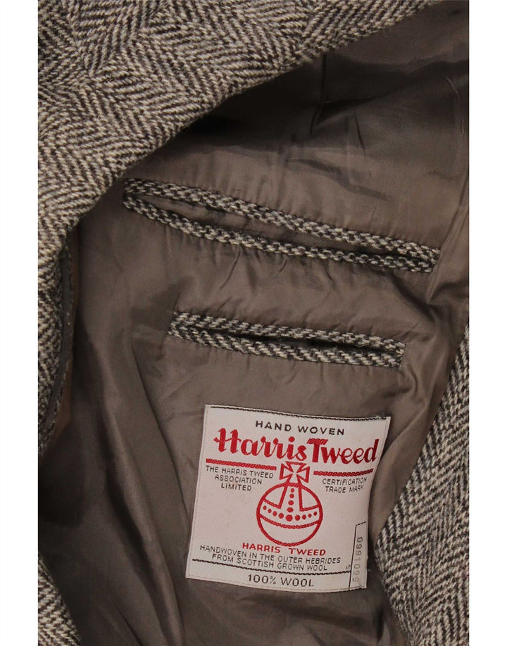Ανδρικό μπουφάν Harris Tweed 2 κουμπιά σακάκι UK 40 μεγάλο γκρι μαλλί ψαροκόκαλο