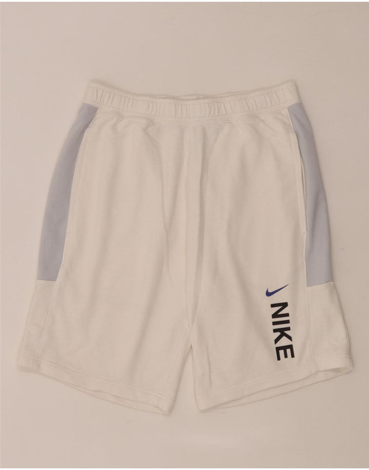 Ανδρικό γραφικό αθλητικό σορτς Nike σε μεσαίο λευκό χρώμα, βαμβακερό