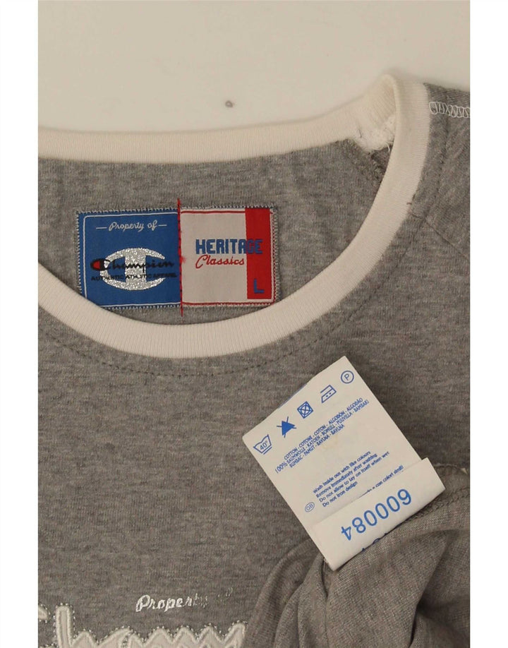 Champion Womens Heritage Classics Graphic Top μακριά μανίκια UK 14 Large Grey