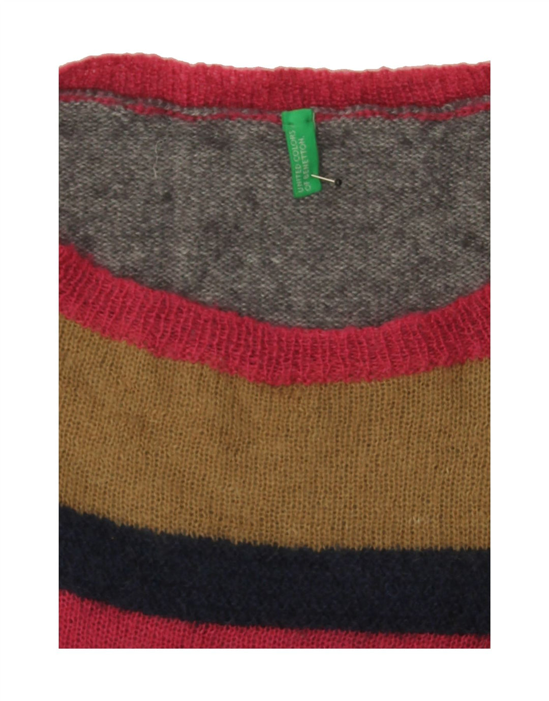 BENETTON Womens Boat Neck Jumper Sweater UK 12 Medium Multicoloured Vintage Benetton and Second-Hand Benetton from Messina Hembry 