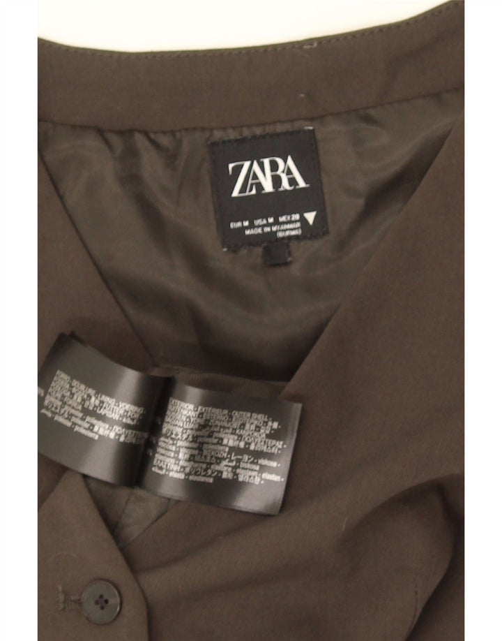 Zara Γυναικείο Γιλέκο Crop UK 12 Medium Khaki Polyester