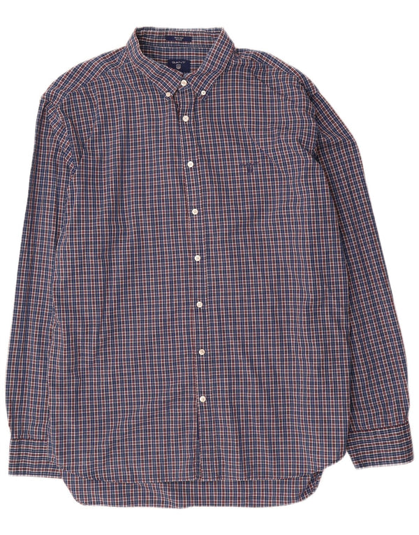 Ανδρικό πουκάμισο Gant Regular Fit Μέγεθος 47/48 3XL Μπλε βαμβακερό καρό