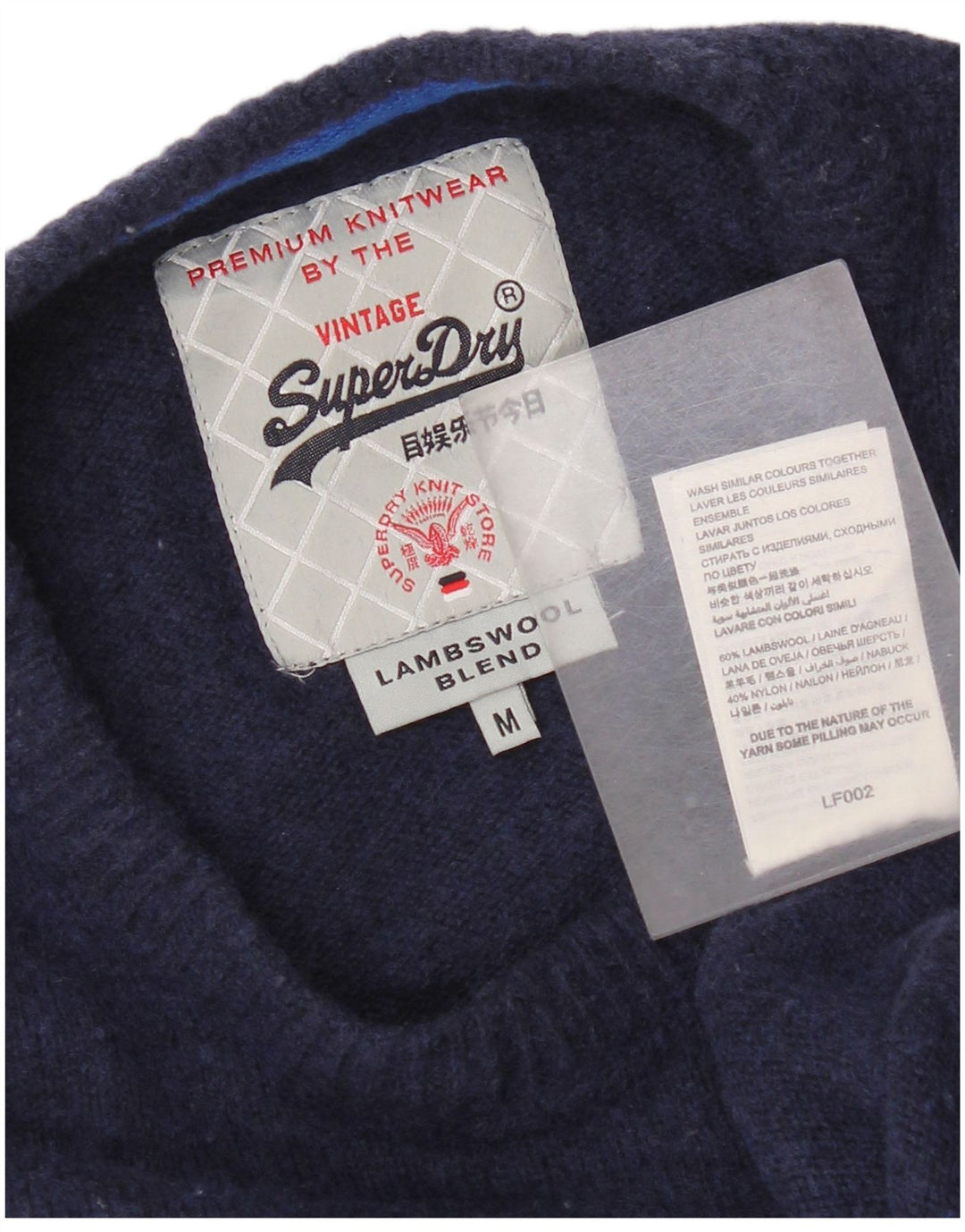 Ανδρικό πουλόβερ με λαιμόκοψη Superdry, Μαλλί μεσαίου μήκους