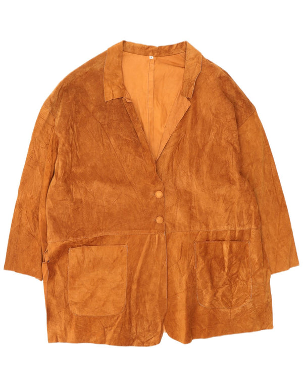 VINTAGE Γυναικείο Σουέντ Πανωφόρι UK 14 Μεσαίο Καφέ Δερμάτινο