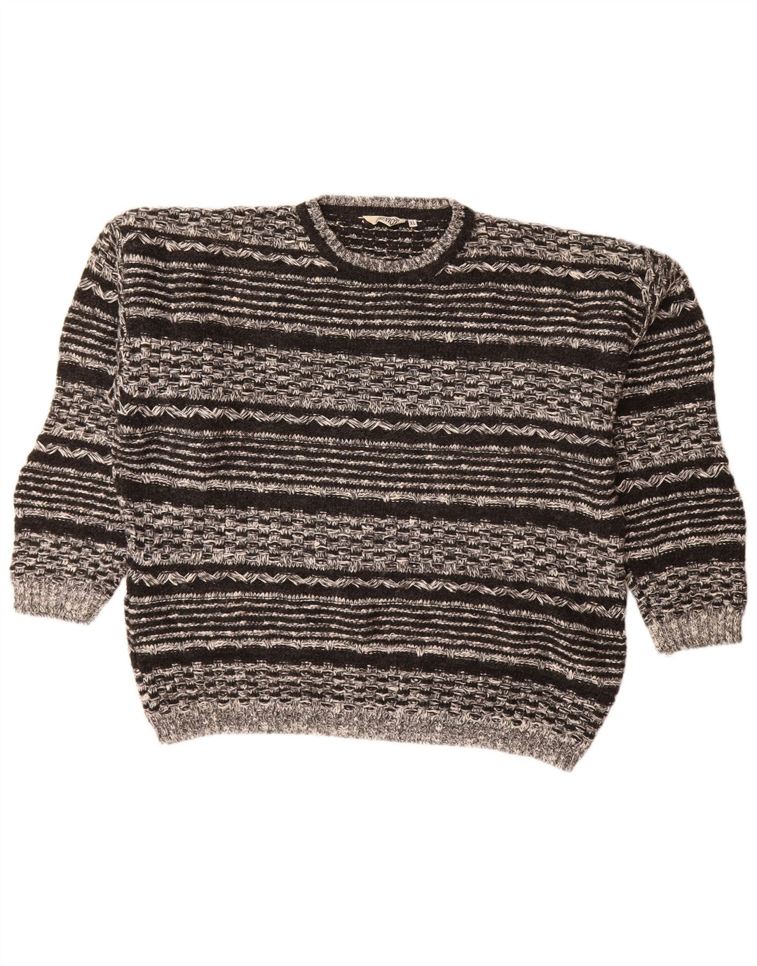 Ανδρικό πουλόβερ με λαιμόκοψη VINTAGE XL Μαύρο γεωμετρικό μαλλί