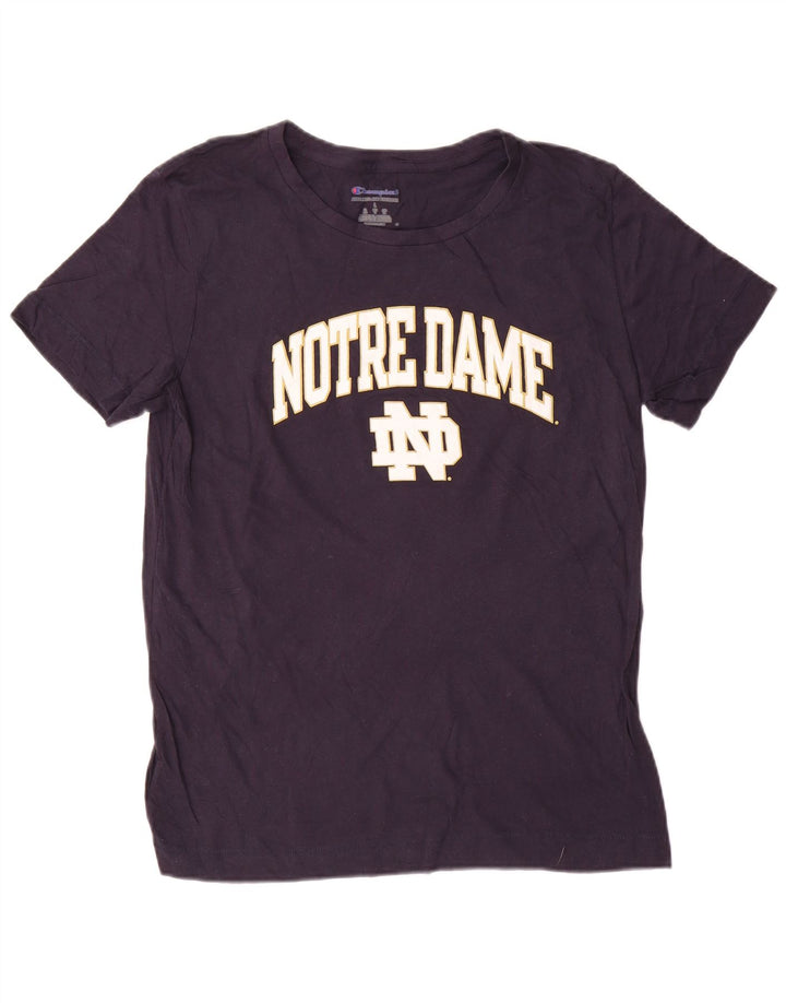 Champion γυναικείο γραφικό μπλουζάκι Notre Dame Top UK 16 Large Navy Blue από βαμβάκι