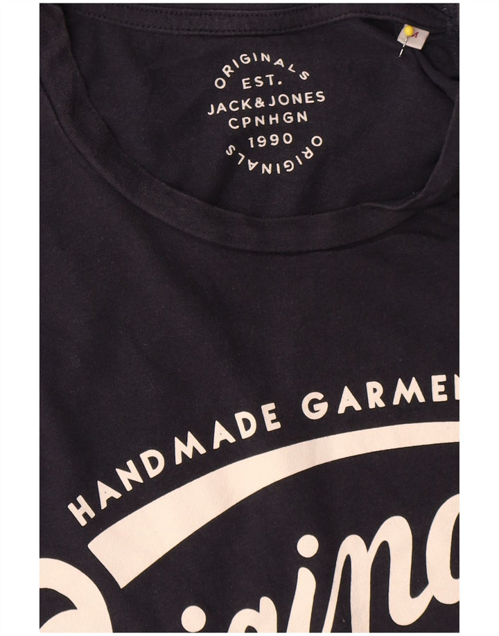 Ανδρικό γραφικό μπλουζάκι Jack & Jones Τοπ μεσαίου μπλε βαμβακερό