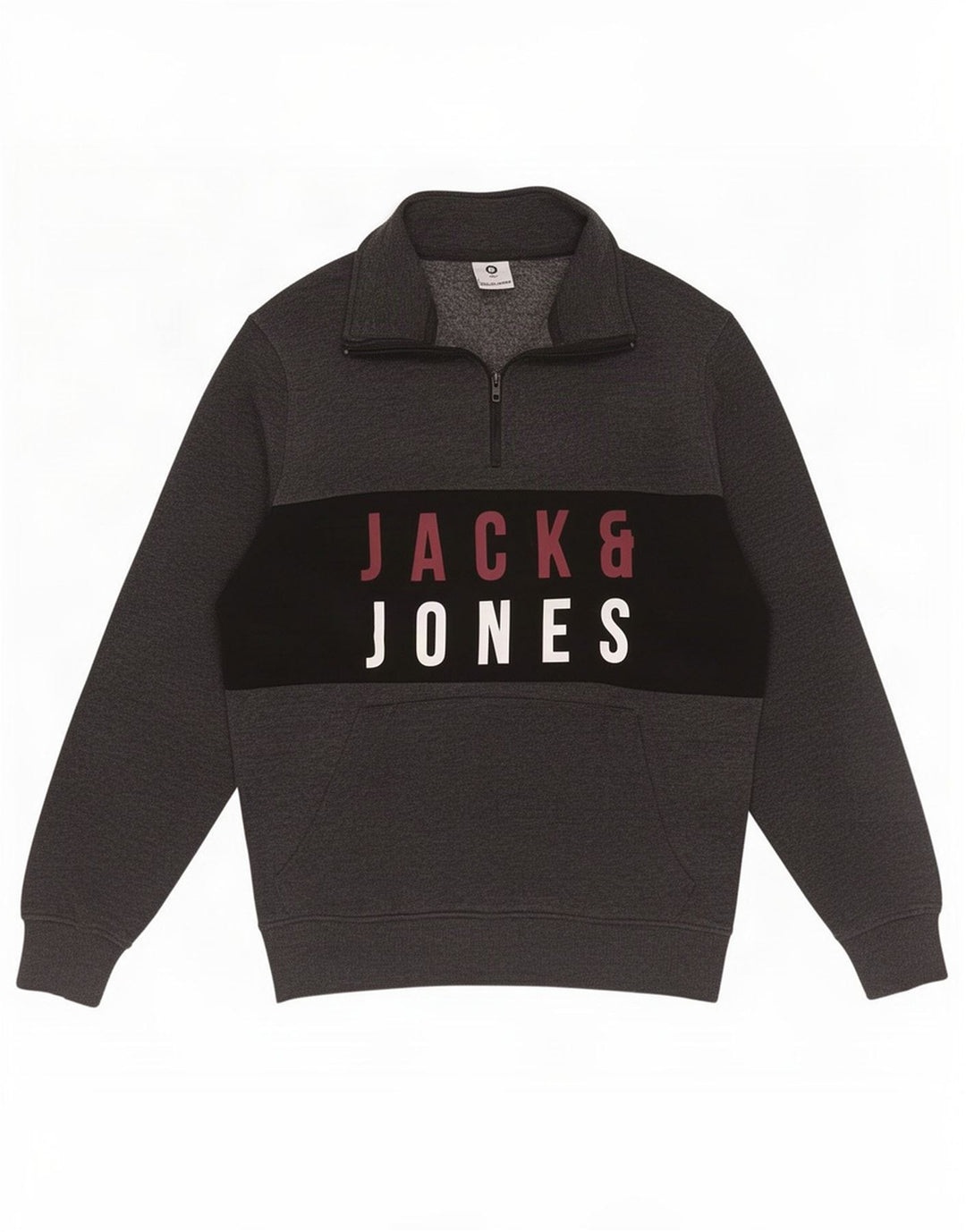 Jack & Jones ανδρικό φούτερ με φερμουάρ με λαιμόκοψη σε μεσαίο γκρι χρώμα