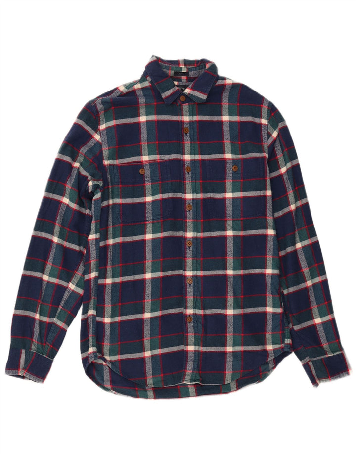 J. CREW Ανδρικό Slim Flannel πουκάμισο Small Navy Blue Check Cotton