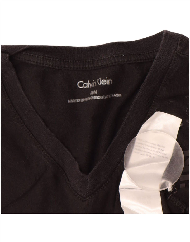 Γυναικείο γραφικό μπλουζάκι CALVIN KLEIN Top UK 14 μεσαίο μαύρο βαμβακερό