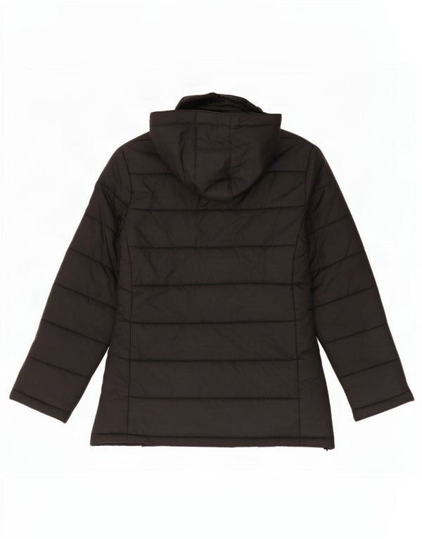 Zara Womens Hooded Padded Jacket UK 14 Medium Black Nylon