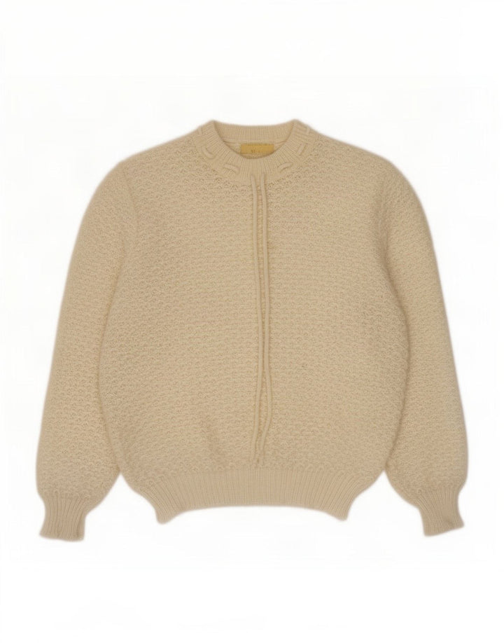 Vintage γυναικείο πουλόβερ με λαιμόκοψη UK 14 Medium Beige