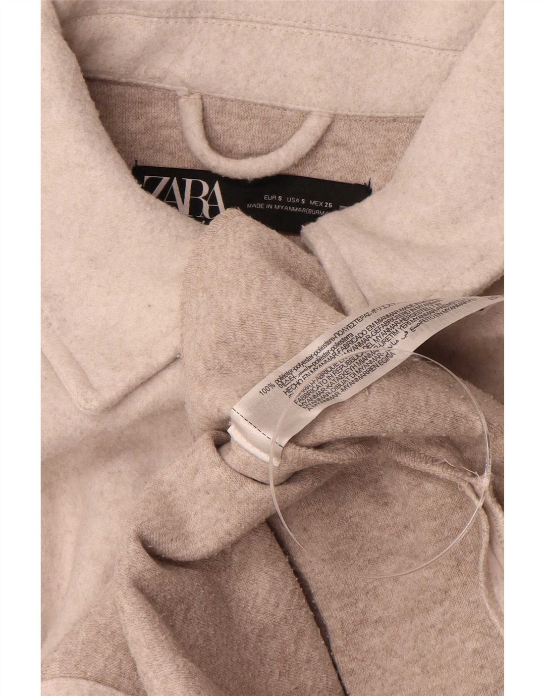 Γυναικείο μπουφάν Zara Oversized Shacket UK 10 Small Beige Polyester
