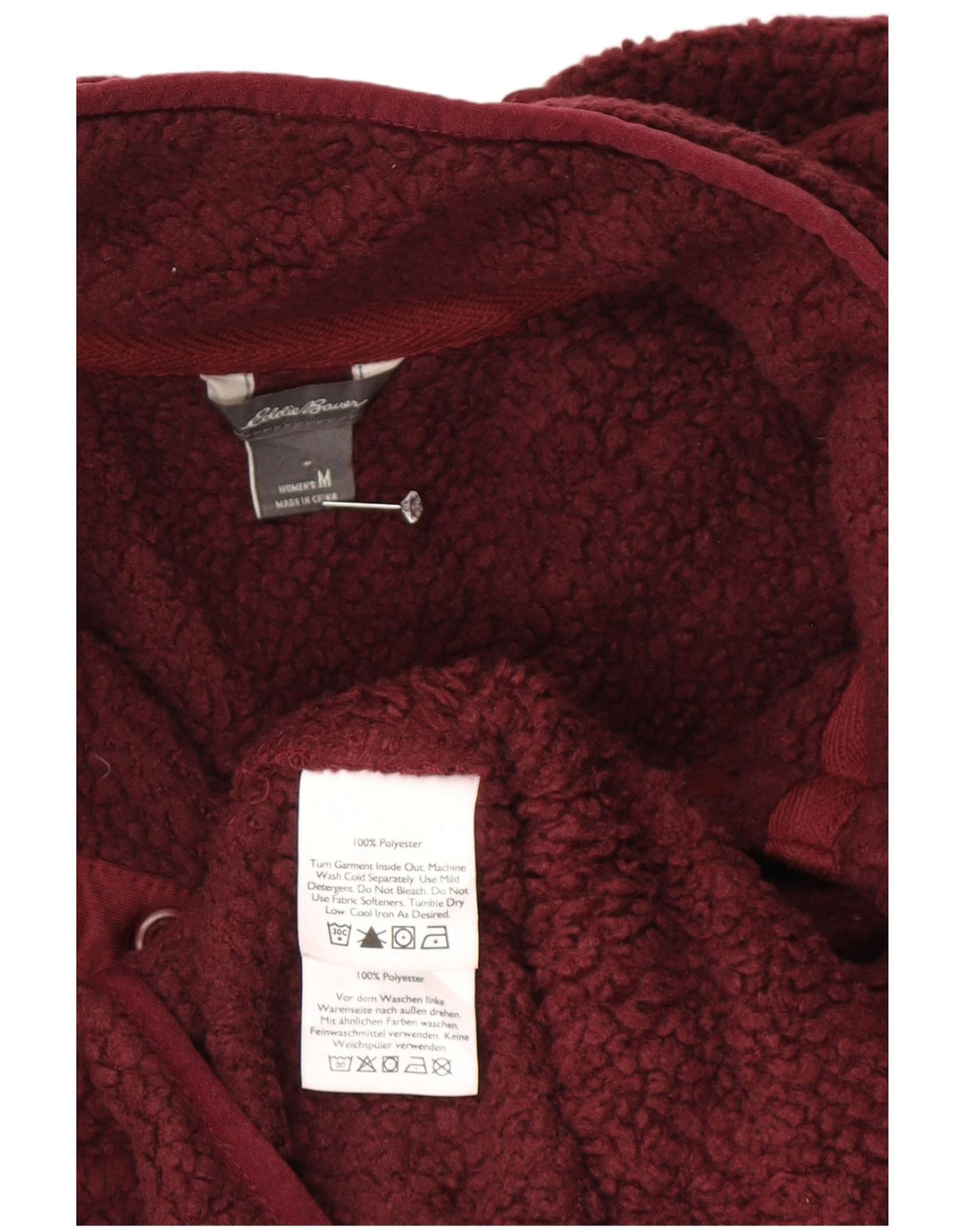 Eddie Bauer Γυναικείο μπλουζάκι με λαιμό Fleece άλμα UK 14 Medium Burgundy