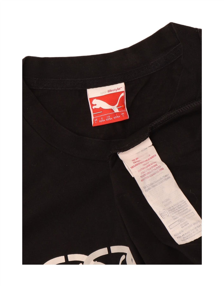 Ανδρικό γραφικό μπλουζάκι Puma, μεγάλο μαύρο βαμβακερό