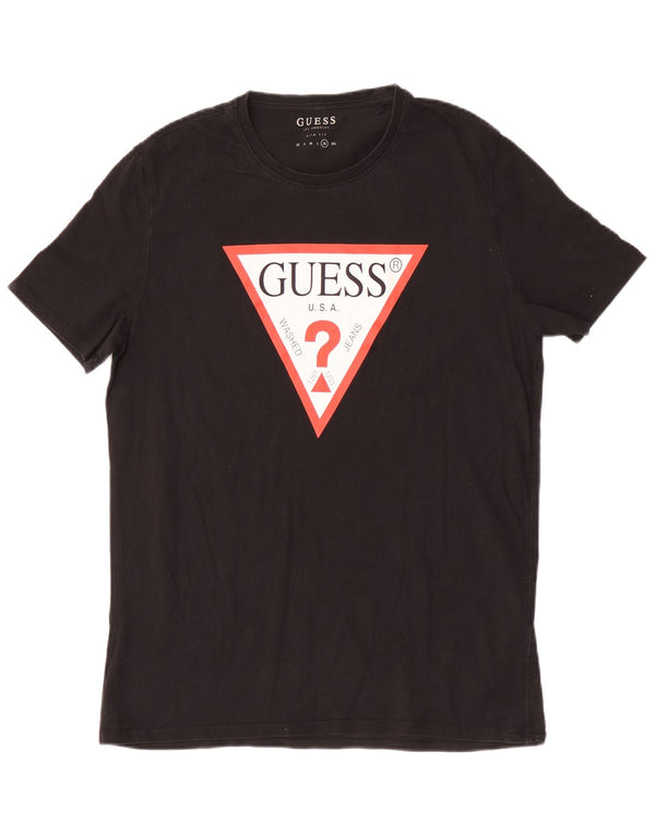 Ανδρικό γραφικό μπλουζάκι Guess Slim Fit Top XL Μαύρο βαμβακερό