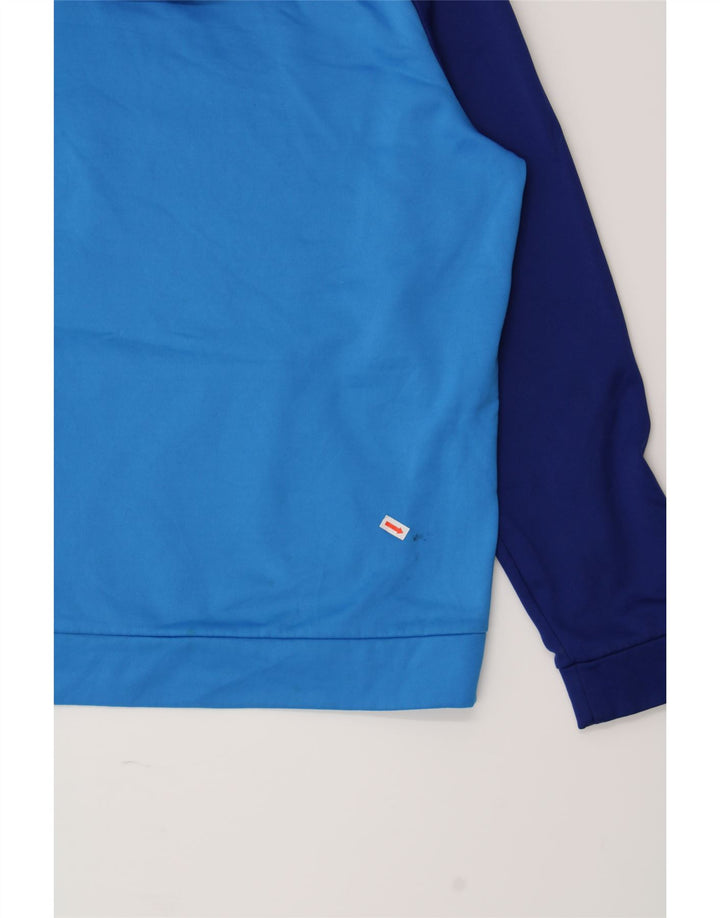 NIKE Mens Dri Fit Graphic Hoodie Jumper Small Blue Colourblock Polyester Vintage Nike and Second-Hand Nike from Messina Hembry 