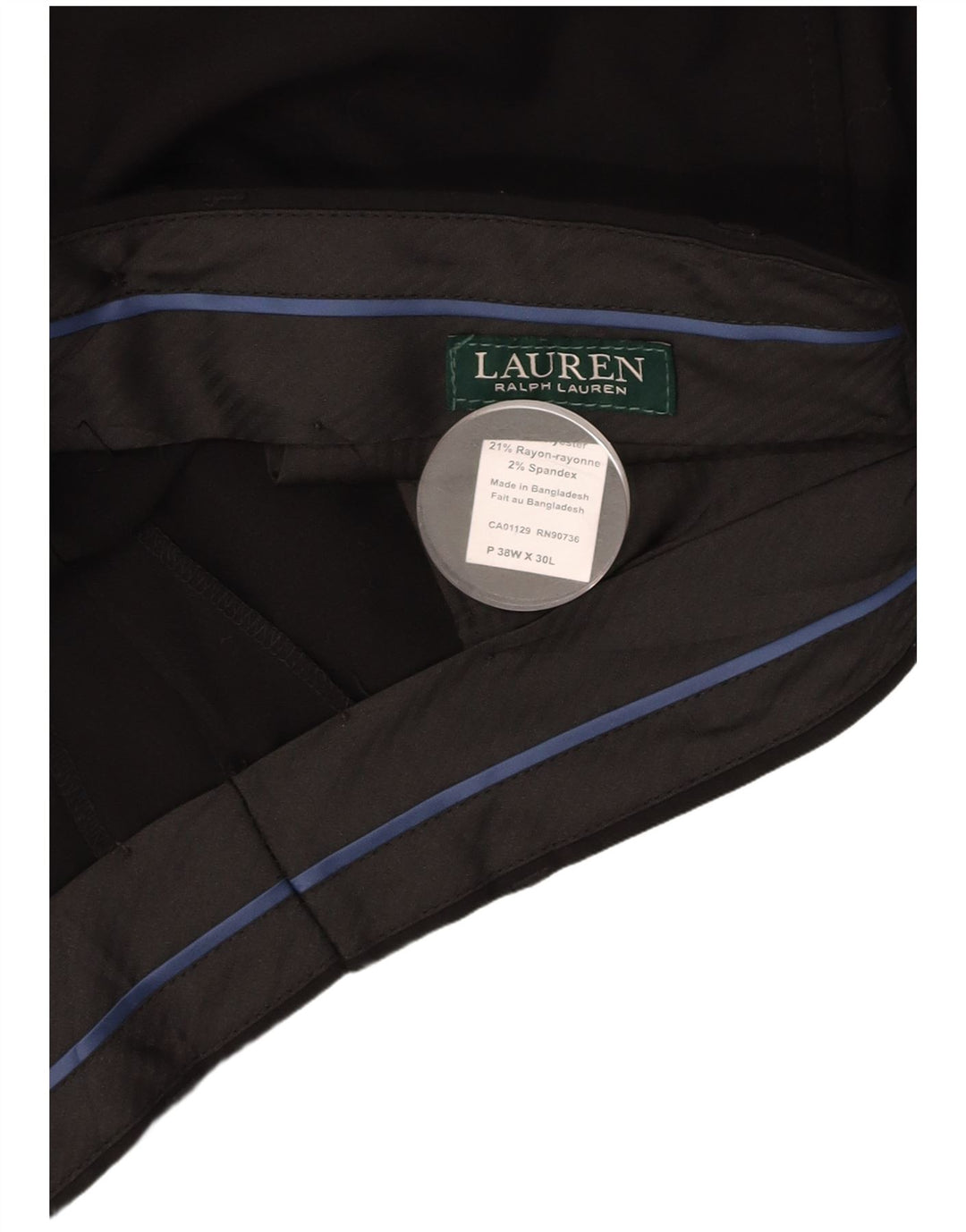 RALPH LAUREN Ανδρικό ίσιο παντελόνι W38 L30 Μαύρο πολυεστέρα