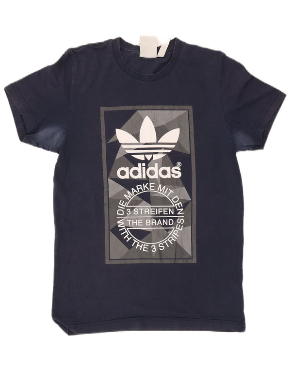 Ανδρικό γραφικό T-Shirt Adidas Top Small Navy Blue από βαμβάκι