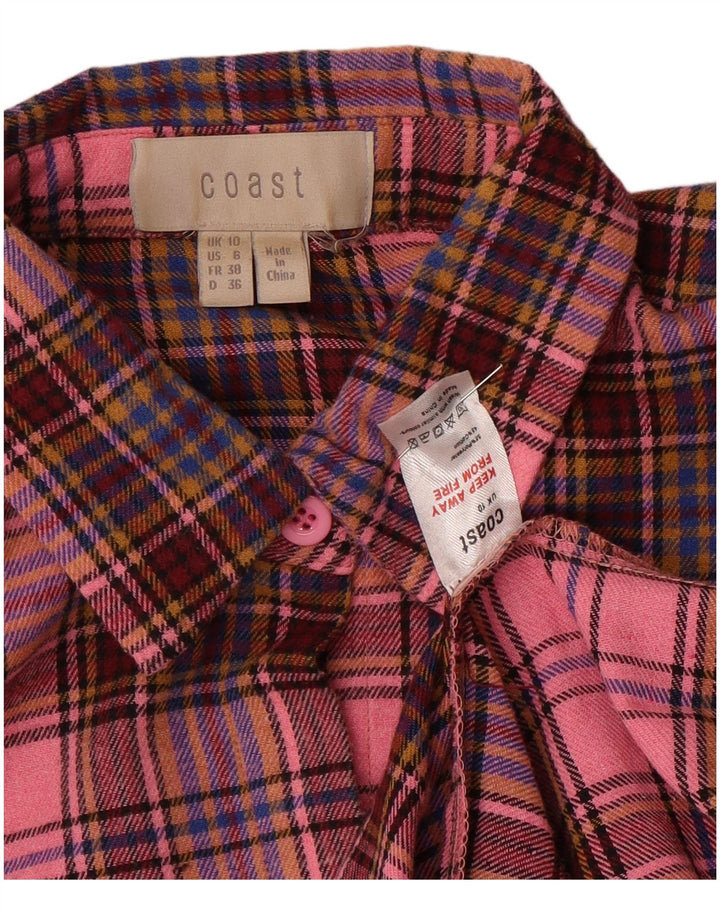 Coast γυναικείο μακρυμάνικο μάξι φόρεμα UK 10 Small Pink Check