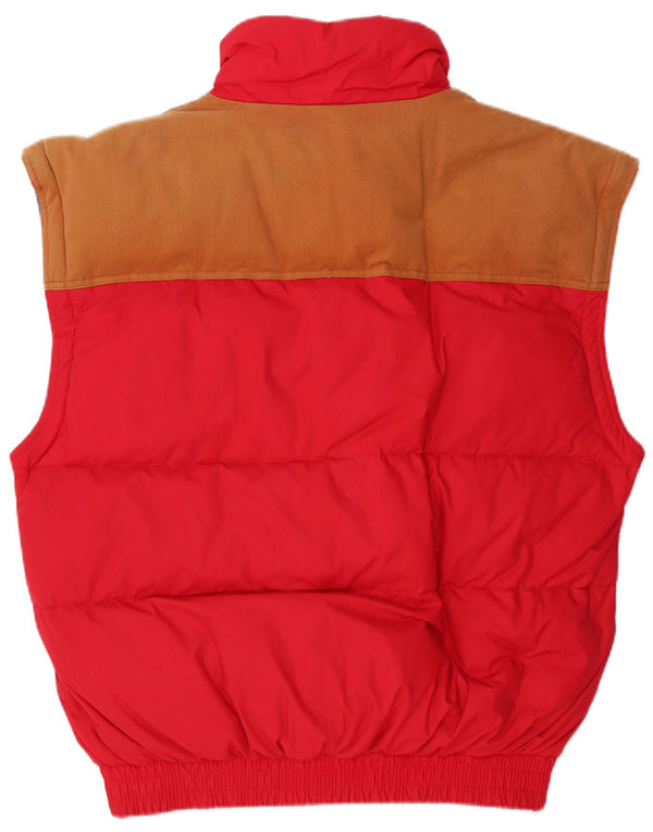 Vintage Ανδρικό Loose Fit Padded Gilet UK 38 Medium Red Colourblock