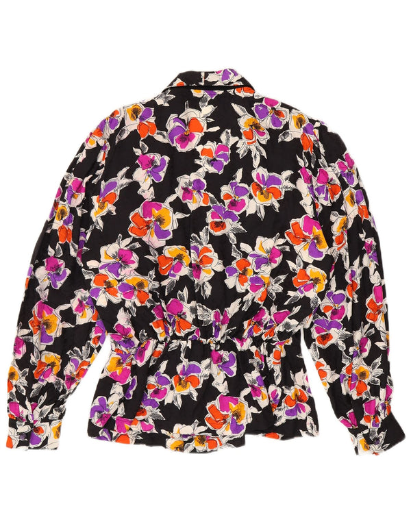 Vintage γυναικείο πουκάμισο μπλούζα UK 12 Medium πολύχρωμο Floral