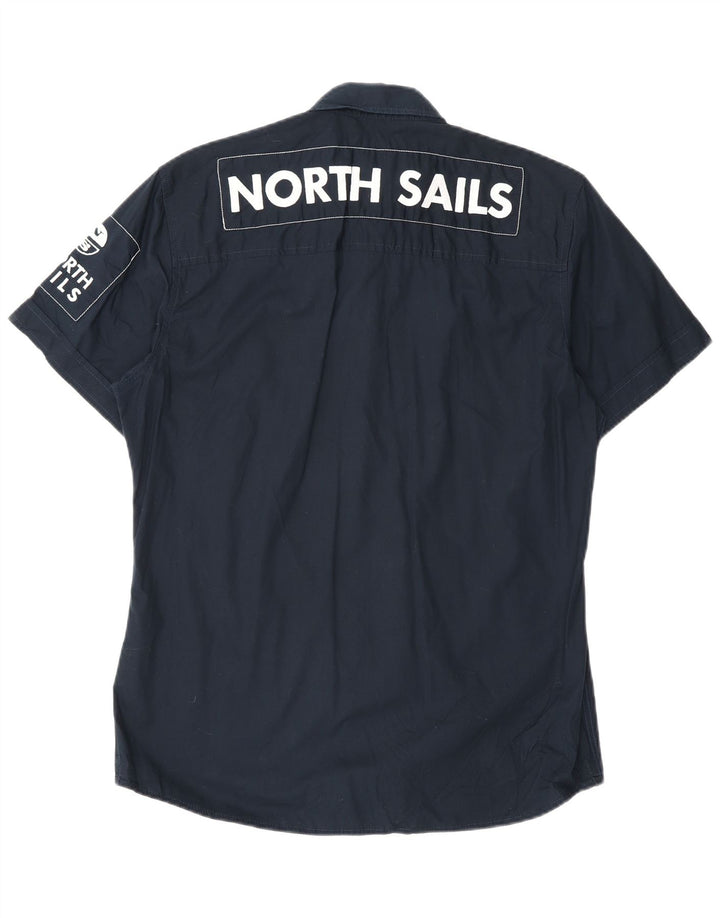 Ανδρικό κοντομάνικο πουκάμισο North Sails, γραφικό, μεσαίο μπλε βαμβακερό