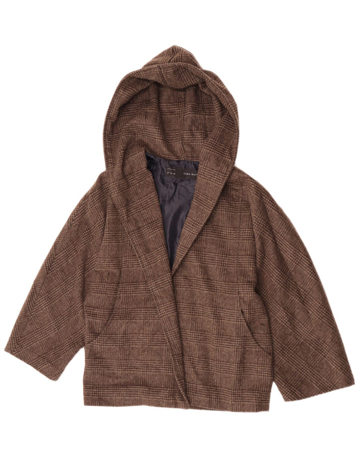 Zara Γυναικείο Ανοιχτό Bomber Jacket με κουκούλα UK 14 μεσαίου καφέ από πολυεστέρας