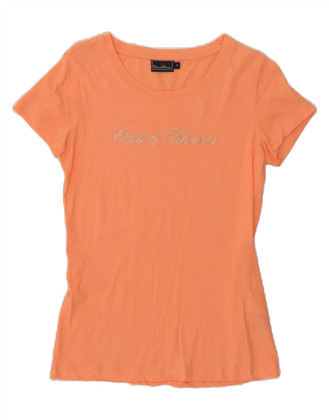 CONTE OF FLORENCE Womens Graphic T-Shirt Top UK 10Small Orange Cotton Vintage Conte of Florence and Second-Hand Conte of Florence from Messina Hembry 