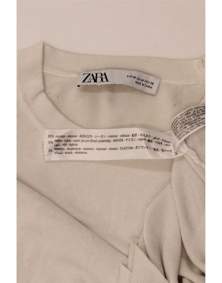 Zara Γυναικείο πουλόβερ με λαιμόκοψη UK 12 μεσαία λευκή βισκόζη