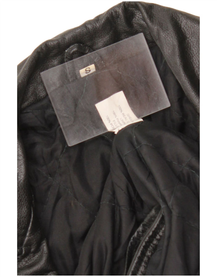 VINTAGE Γυναικείο Biker Jacket UK 10 Small Black Leather