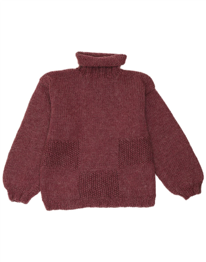Vintage γυναικείο πουλόβερ με ρολό λαιμόκοψη UK 14 Medium Burgundy