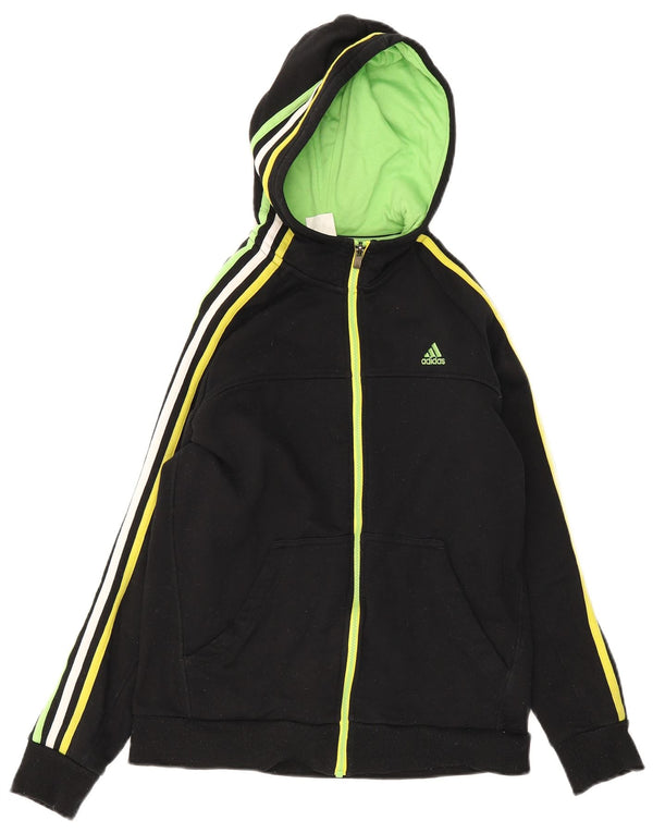 Adidas Boys Zip Hoodie πουλόβερ 13-14 ετών μαύρο βαμβακερό