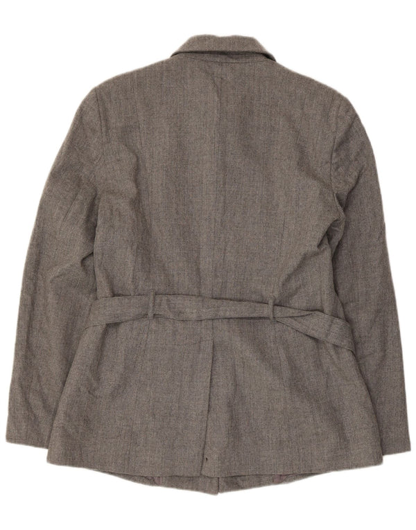 Benetton Womens 5 Button Blazer Jacket IT 44 Medium Grey Virgin Wool