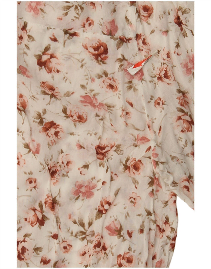 Zara Γυναικεία μπλούζα με 3/4 μανίκια τοπ UK 14 Medium White Floral