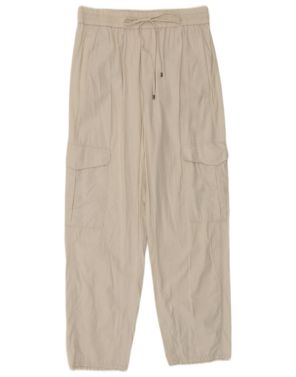 MASSIMO DUTTI Γυναικείο κωνικό παντελόνι Cargo EU 40 Medium W30 L27 Off White