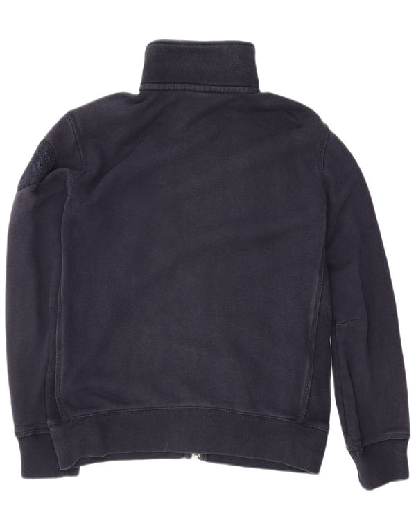 Blauer Γυναικεία φόρμα φόρμας γραφικά Top Jacket UK 14 Large Navy Blue Cotton