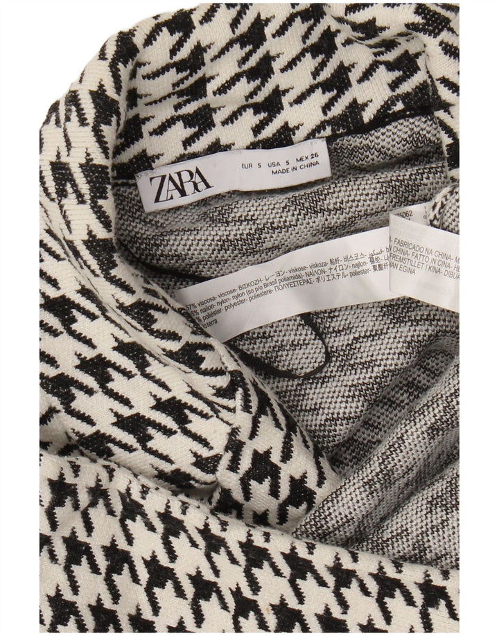 Zara Γυναικείο Πανωφόρι UK 10 Small Black Houndstooth Viscose