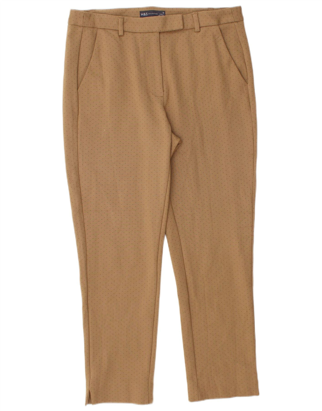 Marks & Spencer Γυναικείο Cropped Παντελόνι UK 12 Medium W32 L25 Beige Spotted